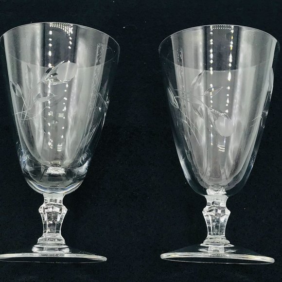 Vintage Fostoria Sweetheart Rose Etched Juice Glasses, Set of 2 - Picture 1 of 5